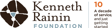 Kenneth Rainin Foundation 10-year anniversary logo, which says "A decade of service and just getting started."
