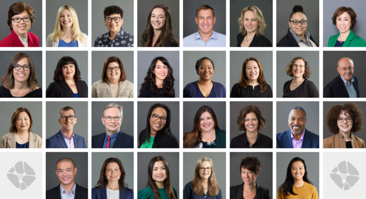 Collage of headshots of Rainin Foundation employees in 2021.