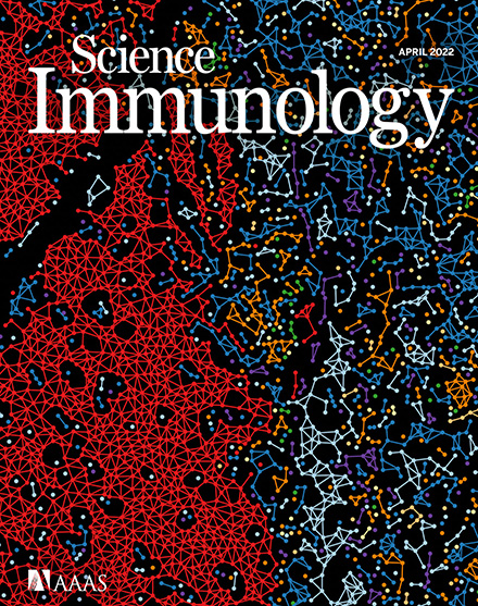 Science Immunology journal cover. It shows a constellation of dots and connections.