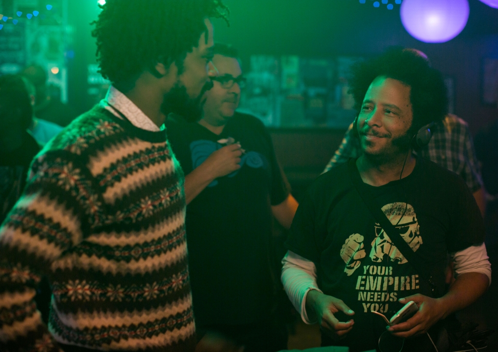 LaKeith Stanfield and Boots Riley on the set of the "Sorry to Bother You" film.