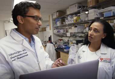 Two scientists working in the lab.